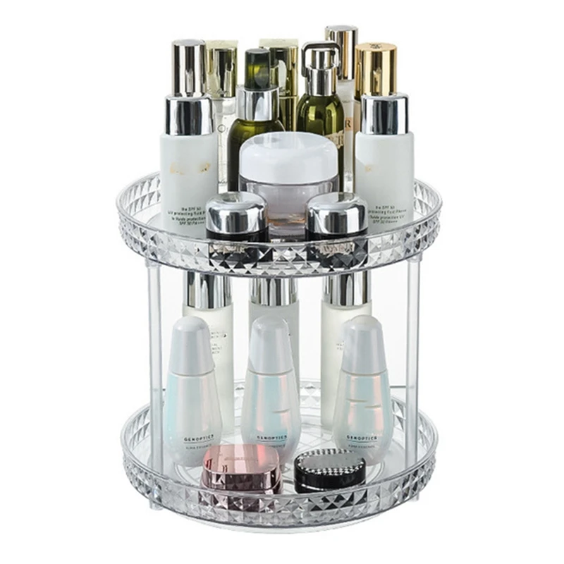 

Rotating Cosmetic Storage Box Makeup Organizer Ins Desktop Finishing Perfume Tray Bathroom Skin Care Products Rack