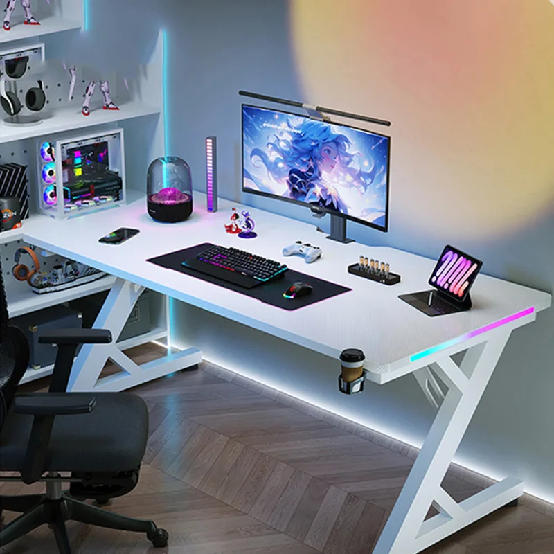 Crafts Ästhetischer Büroschreibtisch, großes Design, weiß, moderner Gaming-Schlafzimmer-Büroschreibtisch, stehend, minimalistisch, Biurko, trendige Möbel
