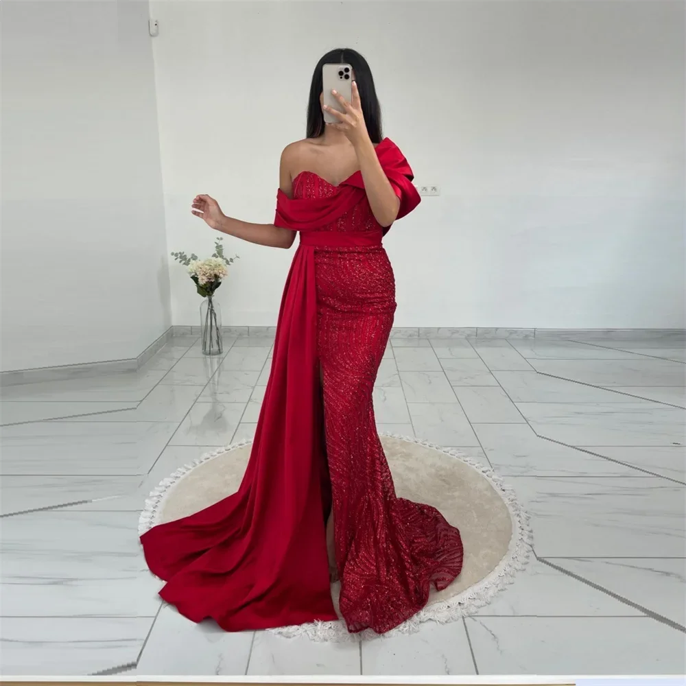 

Customized Formal Gown Evening Dearin Asymmetrical Trumpet Floor Length Skirts Draped Layered Knot Bespoke Occasion Dresses Saud