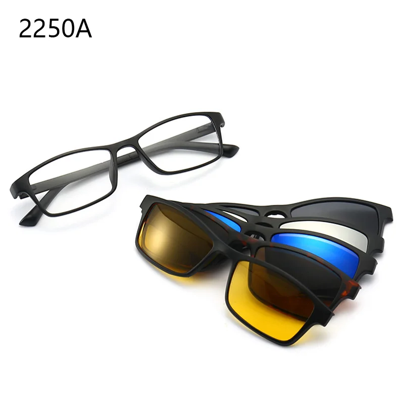 2 IN 1 2250A Magnet Square Frame Set Mirror Multi-len s Colorful Sunglasses Magnetic