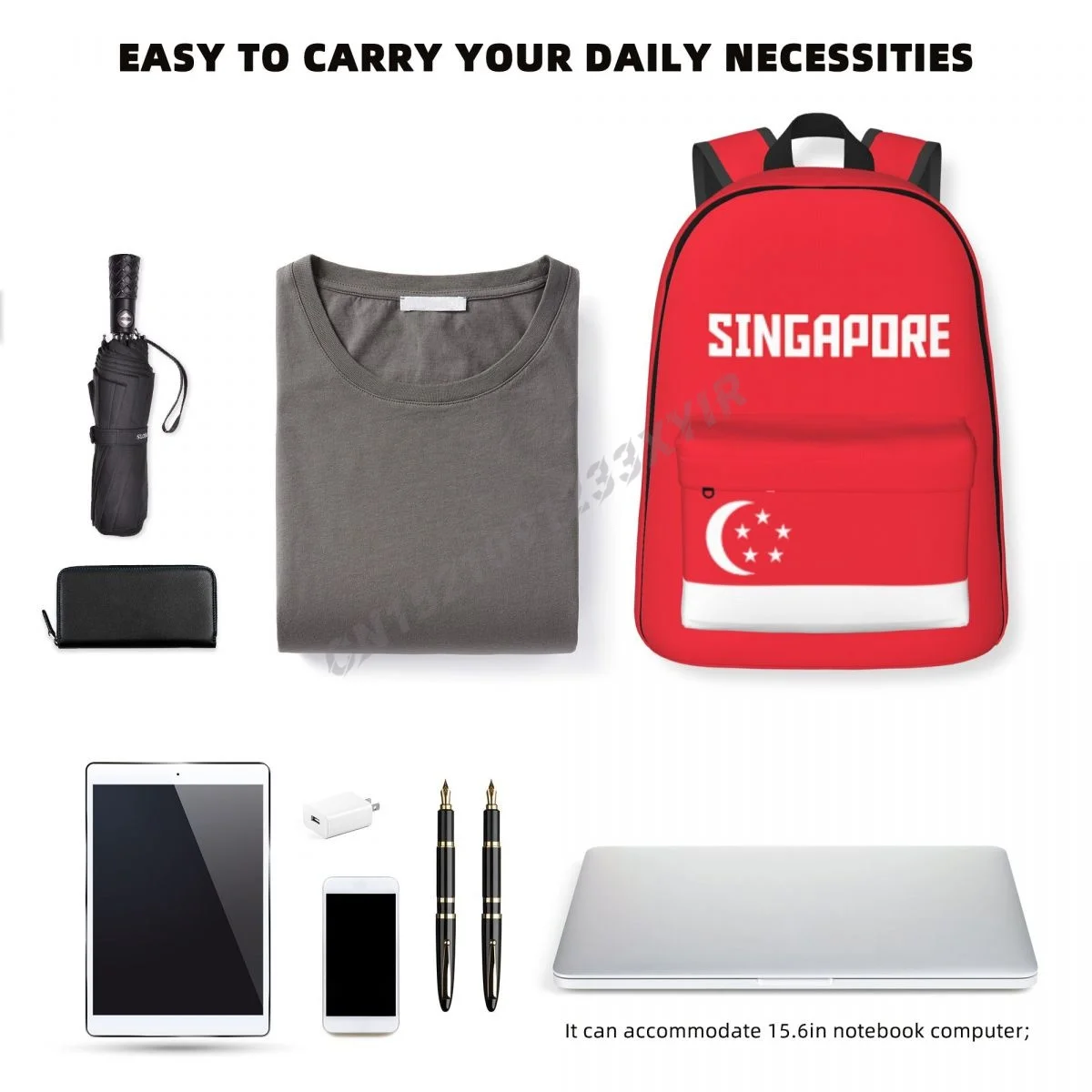 Unisex Backpack Singapore Flag Singaporean Stitch Schoolbag Messenger Bag Case Laptop Travel Bag Mochila Gift