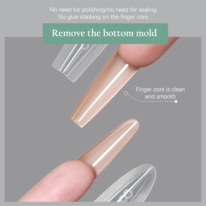 240 pz Sandwich Doppio Stampo Per Unghie Forma Riutilizzabile Copertura Completa Stampo Trasparente Unghie Artistiche Estensione Che Modella Strumento Bara Mandorle Forme Per Unghie Nuovo