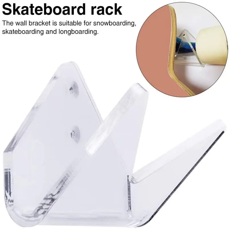 Skateboard Wall Mount Rack Acrylic Longboard Deck Skate Scooter Wall Holder Display Stand Hanger 1.97*5.11*3.14inch