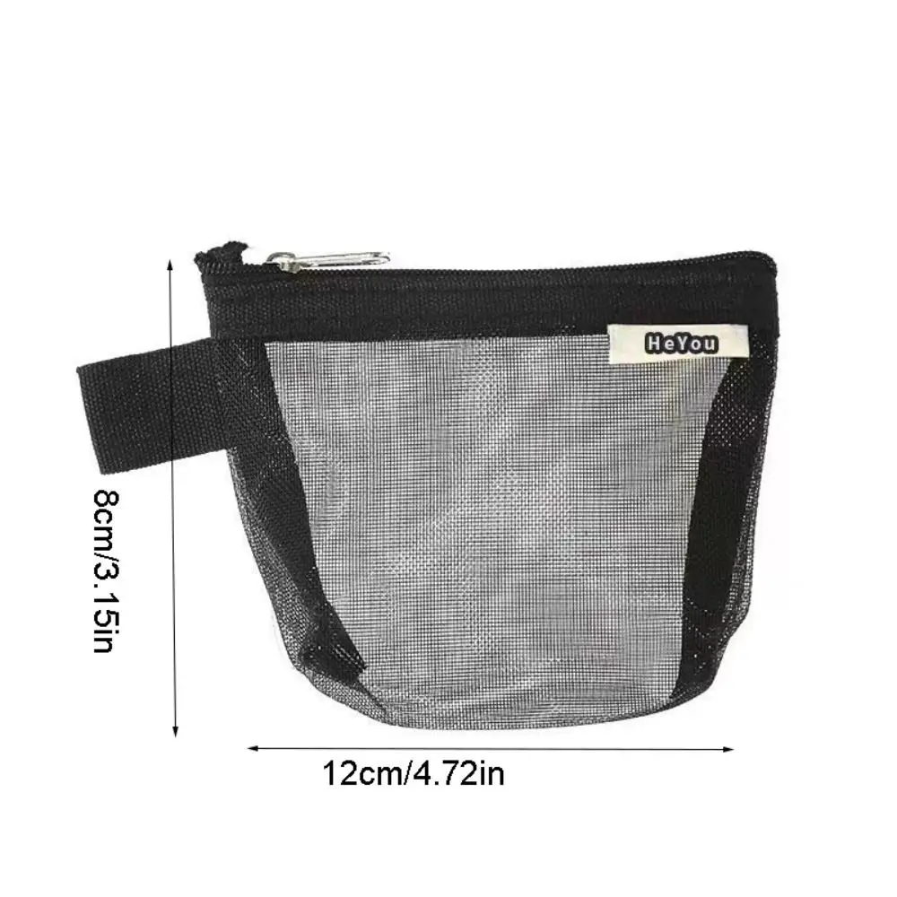 Saco De Armazenamento De Malha Transparente, Nylon Zipper Pouch, Pequena Bolsa De Moedas, Titular do cartão de identificação e crédito, Saco De Armazenamento De Papelaria