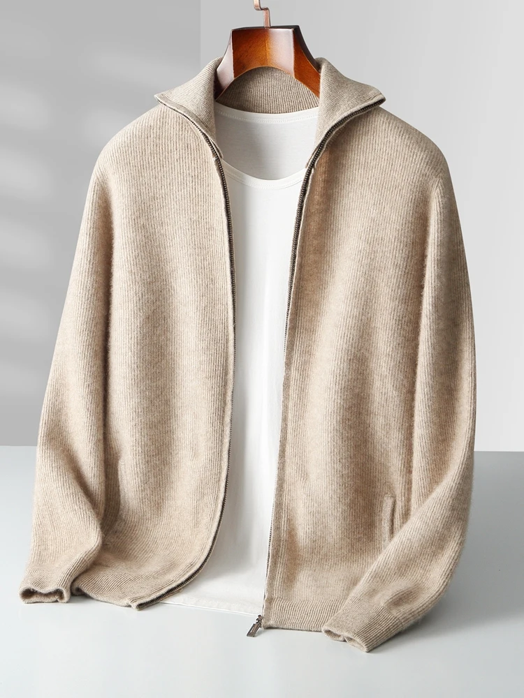 

TLOML новая мужская водолазка на молнии кардиган осень-зима свитер пальто 100% мериносовая шерсть трикотаж умная повседневная мягкая теплая одежда