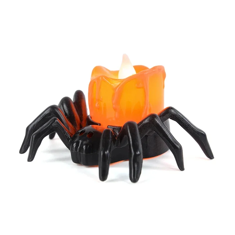 Decorações de halloween led vela luz plástico aranha abóbora lâmpada para casa barra assombrada festa de halloween decoração adereços de terror