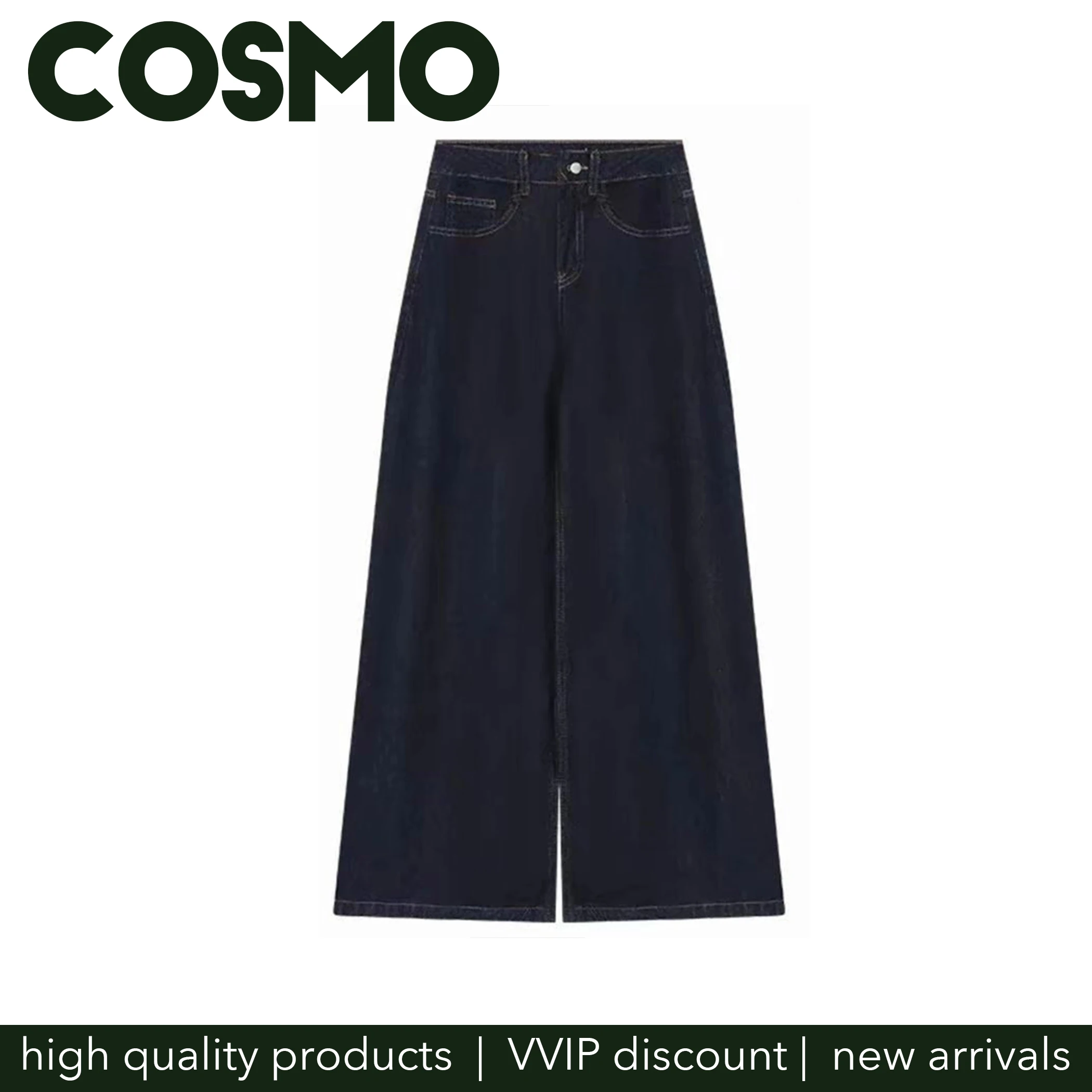 Cosmo Vintage Style High Waist Wide Leg Jeans for Men Casual Street Fashion Hip Pop Full Length Loose Fit Pants Female