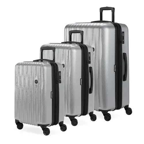 

SwissGear 7272 Energie Hardside Expandable Luggage with Spinner Wheels, Silver, 3-Piece Set (19/24/27)