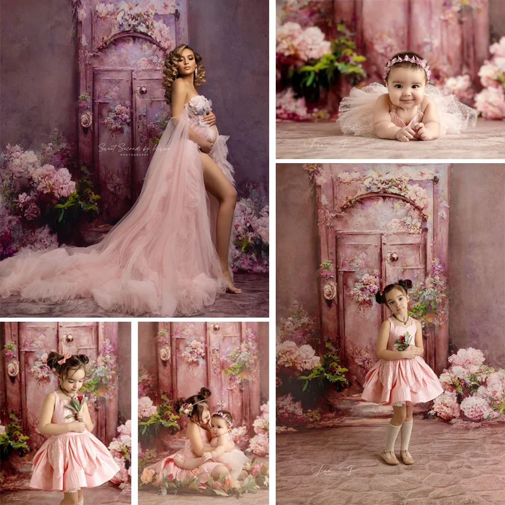 Dreamy Doorway Photography Background Vintage Room Oil Painting Flowers Girls Birthday Portrait Decoration Backdrop Photo Studio