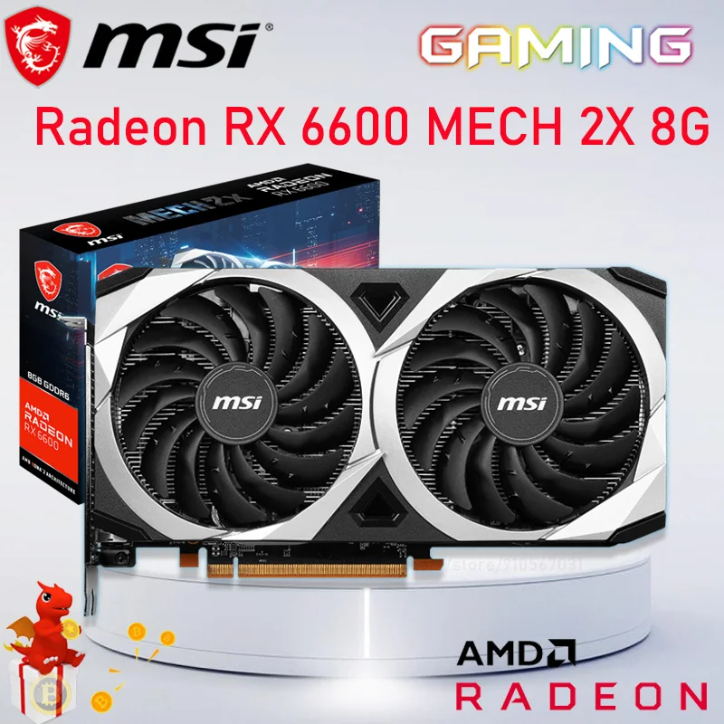 MSI Radeon RX 6600 MECH 2X 8G Новый GDDR6 128bit 7nm RX6600 видеокарты GPU графическая карта для настольного компьютера Поддержка AMD Intel CPU материнская плата