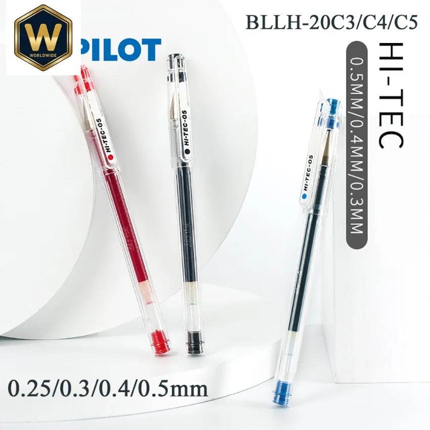 12 Pcs PILOT HI-TEC-C Gel Pens BLLH-20C3/C4/C5 0.25/0.3/0.4/0.5mm Needle Tip for Financial Office Signature