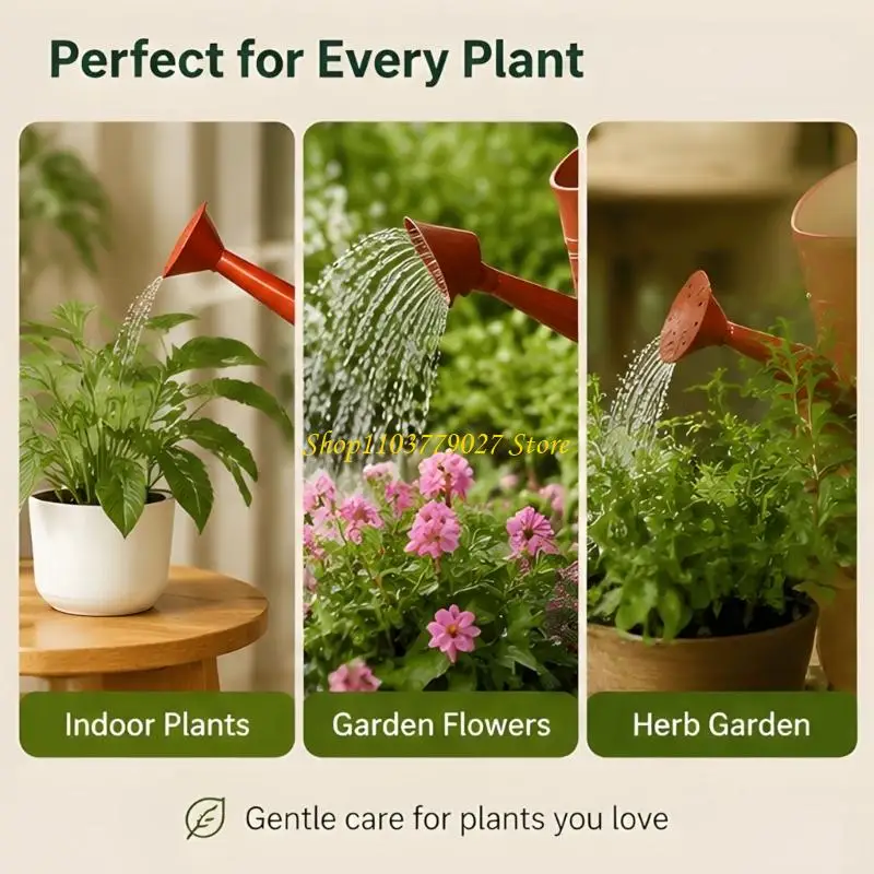 C4DF Indoor Watering Can With Long Angled Neck, Metal Watering Pot With Sprinkle Rose for Herb Pots and Small Garden Container