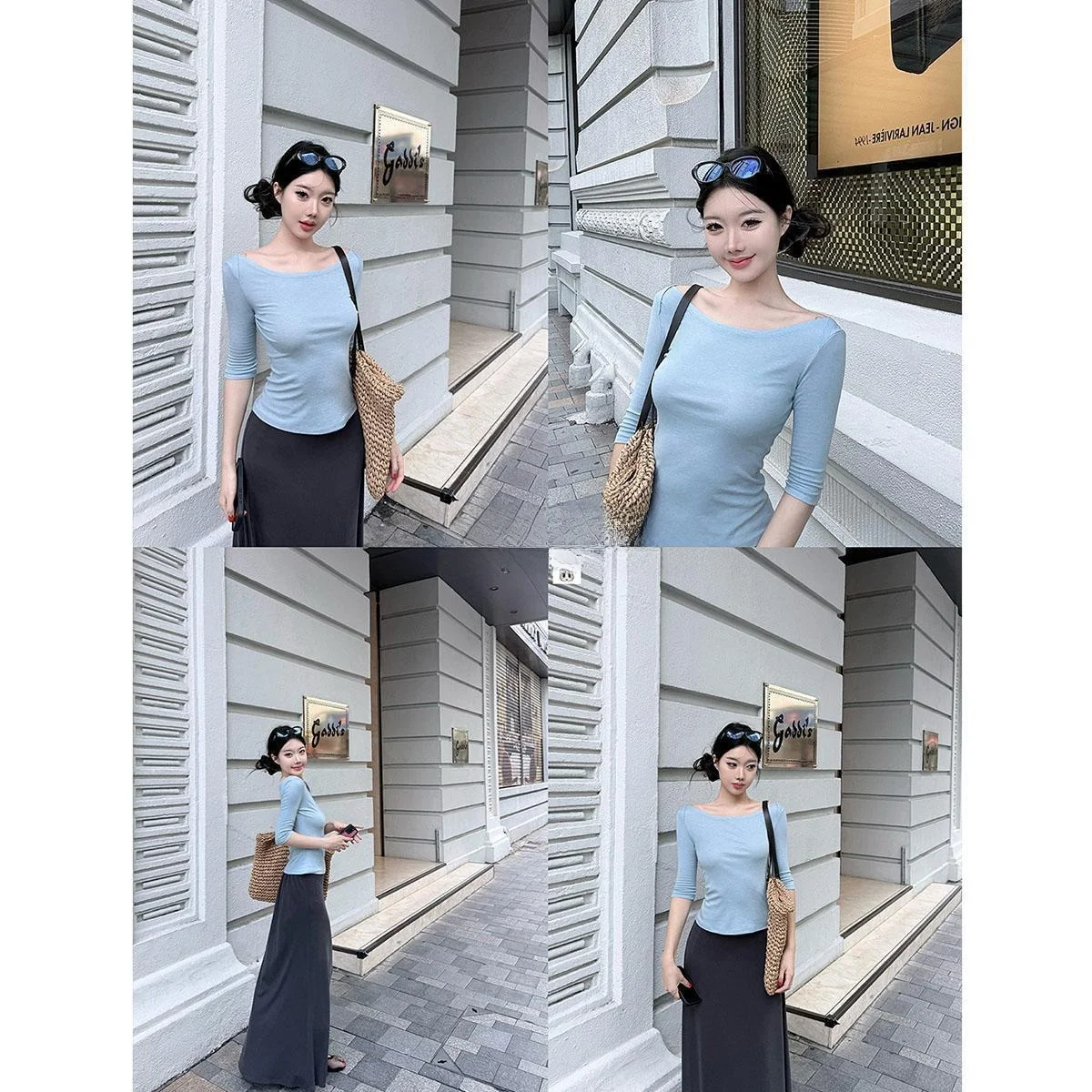 Dopamine Blue Sleeveless T-Shirt Women's Early Autumn New Slimming Versatile Design Unique Top Korean Style Commute Fashion
