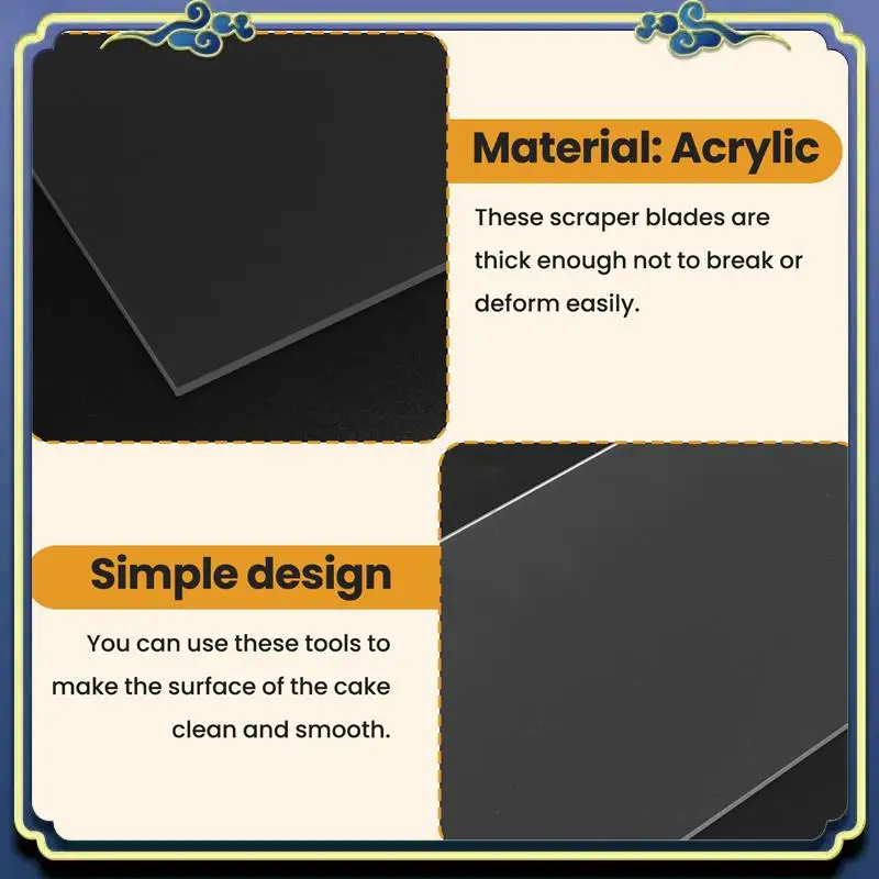 Latest Transparent Cake Cream Scraper Rectangular Acrylic Cake Baking Tool Cake Decorating Tools Kitchen Tool Easy To Use -C