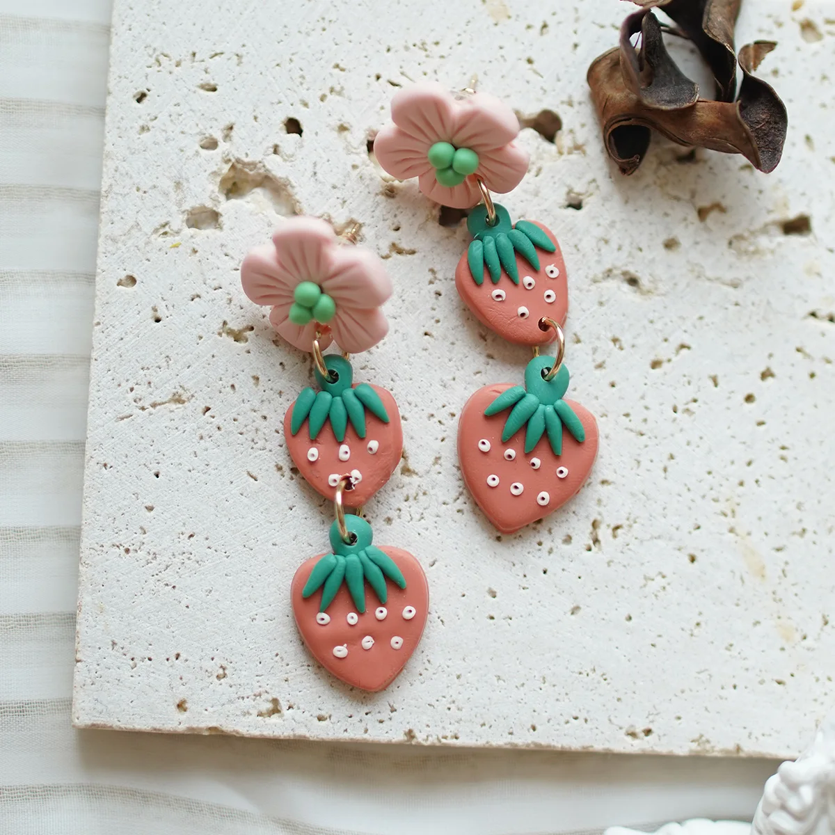 Spring Summer Handmade Polymer Clay Earrings Cute Flower Daisy Fruit Dangle Women\'s Accessory Layer Drop Summer Jewelry Gifts
