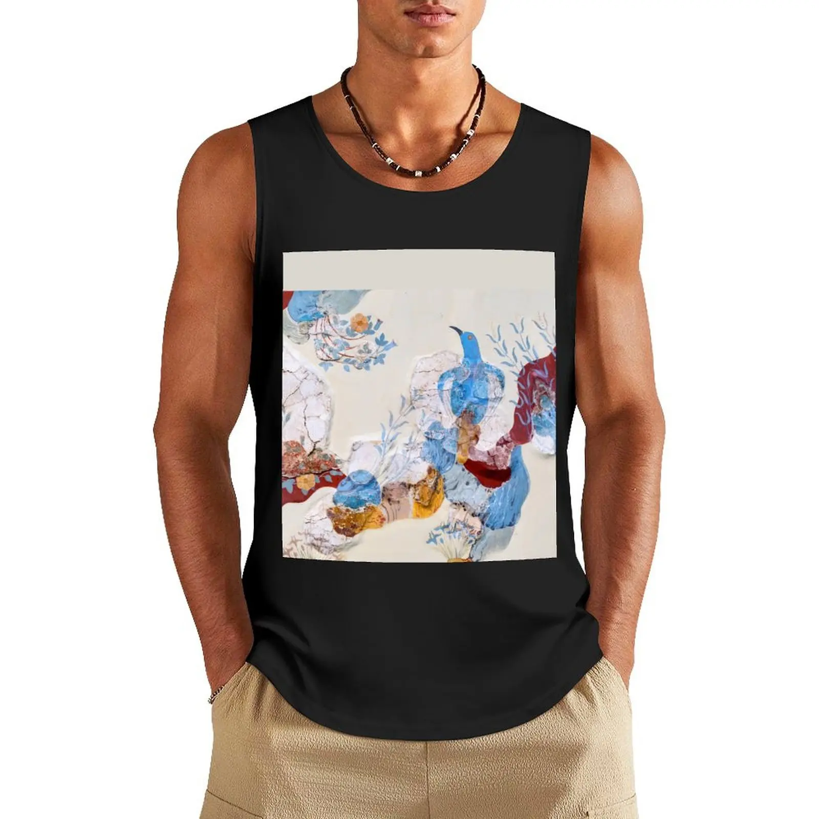 Minoan Blue Bird Fresco Knossos Tank Top gym wear men gym for men