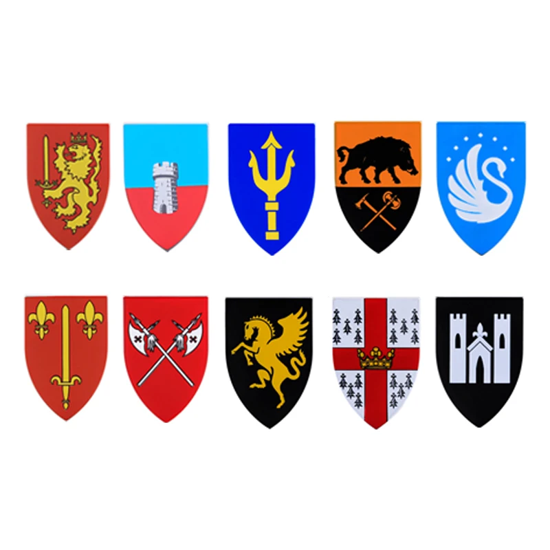 MOC القرون الوسطى اللبنات الشكل الجندي الملحقات الهراء مجموعة خوذة الكتف درع درع نبال المنجل الطوب هدية لعبة T01 #6