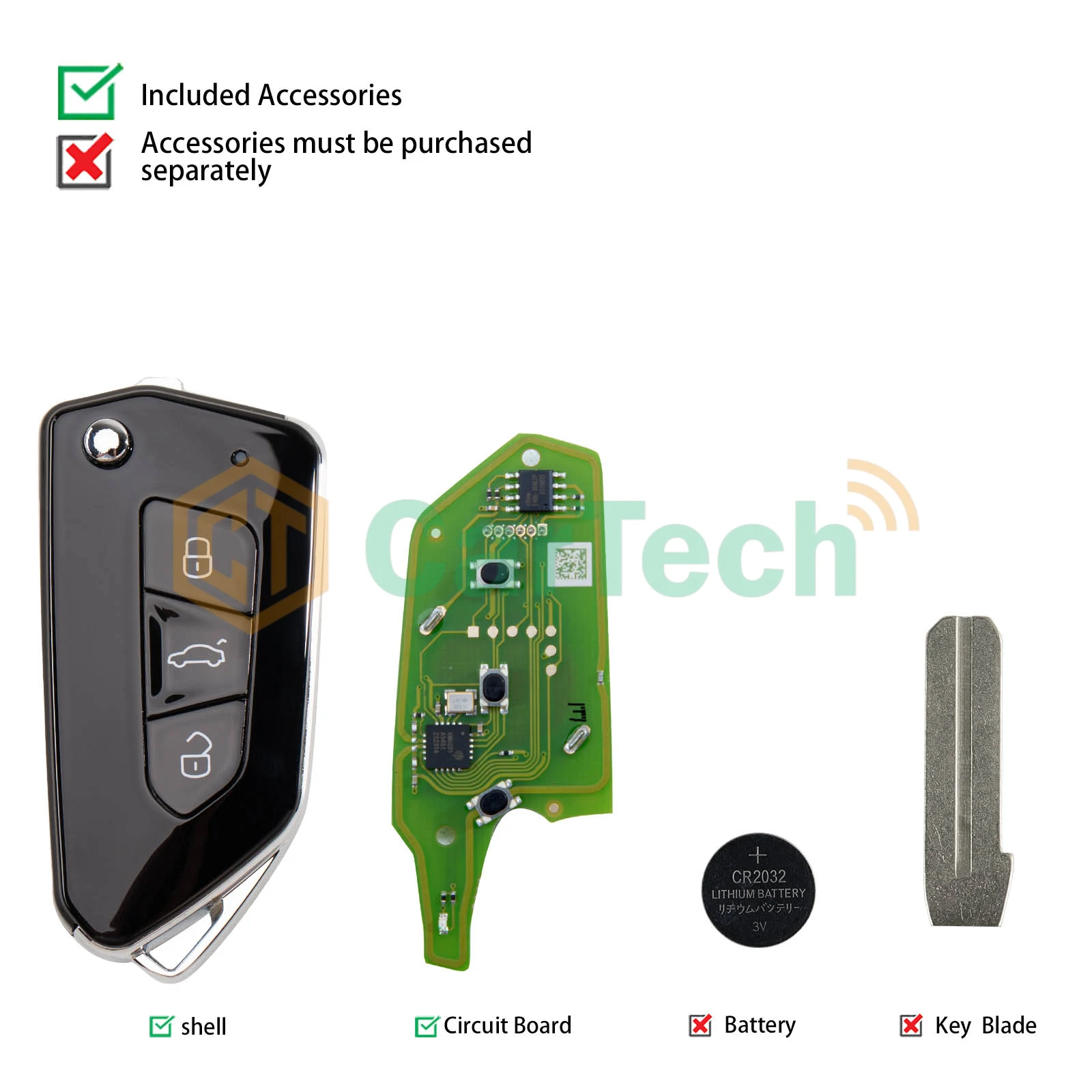 5 PCS Xhorse XKGA82EN XKGA81EN Electroplated Matte Style 3 Buttons Universal Wired Remote Key