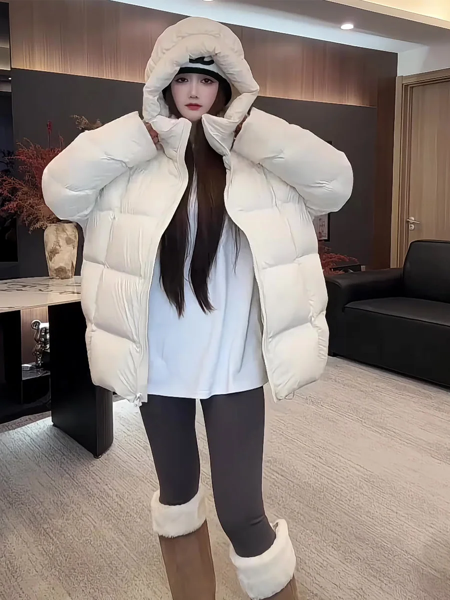 

Куртка-пуховик женская Korean Sle Cloud Puff, утепленная, средней длины, с капюшоном, на молнии, цветная