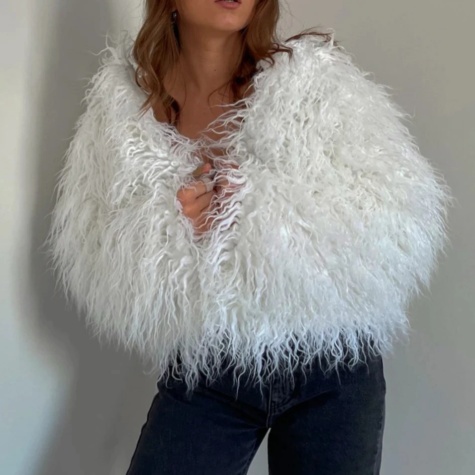 Women Faux Fur Coats Jackets Short Coat Thick Warm Y2k Streetwear Jacket Elegant Work Casual Loose Outerwear Autumn Winter