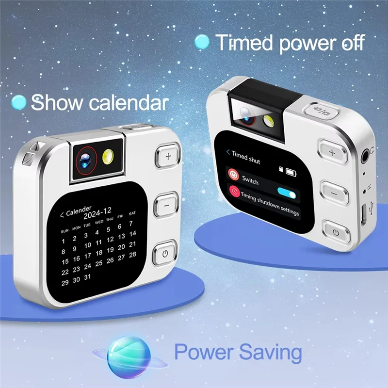 FFYY-Mini Digital Camera MP3 Player 2.01 Inch Touch Screen Type-C Take Pictures Video Recording E-Book Reading