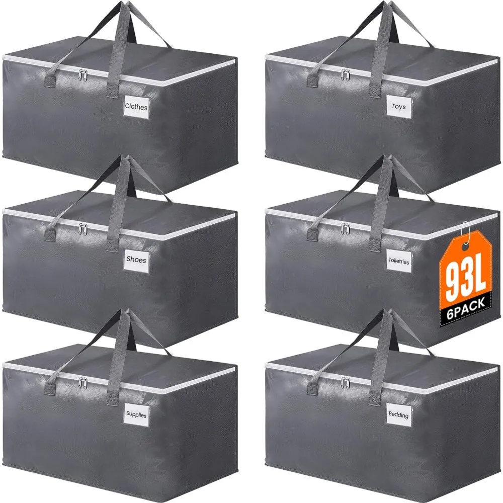 

Large Moving Bags, Storage Bags with Zippers, Handles Moving Supplies with lids, Heavy Duty Totes for Storage Bags for Space Sa