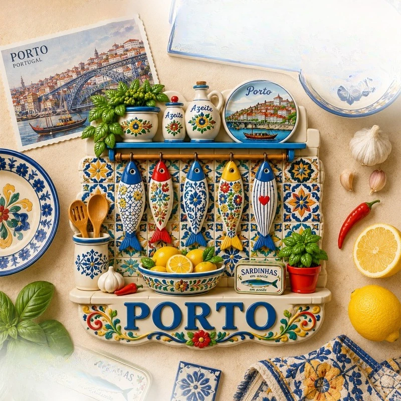 Porto Fish Kitchen Fridge Magnet - Artisan 3D Portuguese Souvenir Unique European Gift for Travel & Culinary Decor