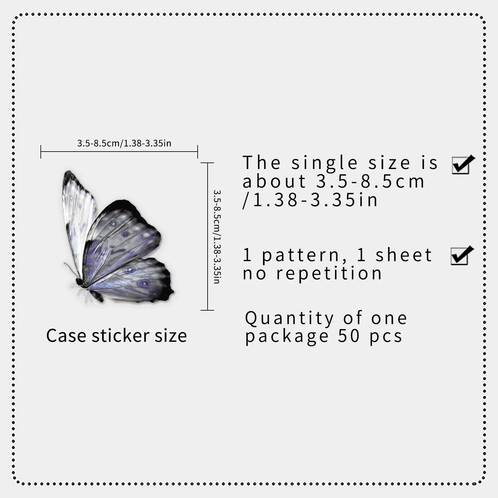 50/100PCS Cartoon Transparent PET Colorful Butterfly Stickers Animal Waterproof Decoration Mobile Phone Computer Stickers