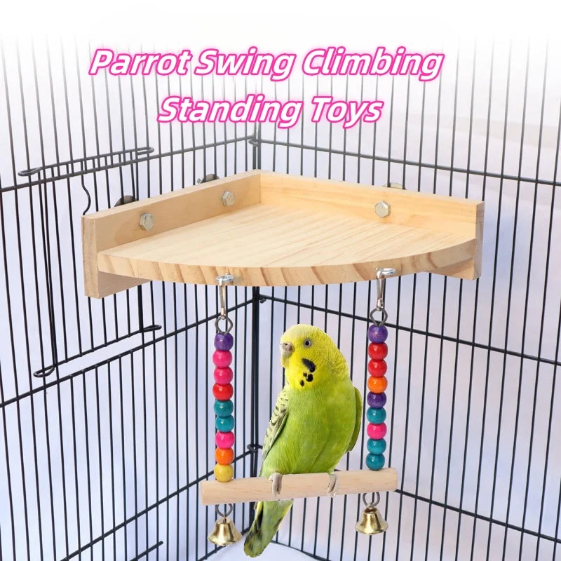 

Parrot Swing Climbing Standing Toys Hang Cage Cotton Rope With Feeder Bird Perches Parrot Toys Rope Bungee Bird Toy