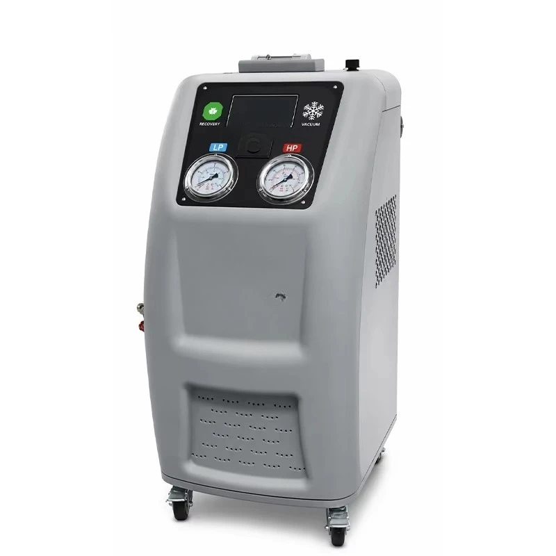 Automatic air conditioner refrigerant recovery and filling machine, automotive air conditioner repair station flushing function