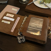 Retro Caramel color canvas small notebook M5 card album three-fold loose leaf schedule plan binder portable notepad