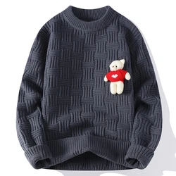 2024 Fall Winter New Fashion Casual Mens Sweaters Soft Warm Cartoon Print Long Sleeve Sweater Men Loose High Quality Pullovers