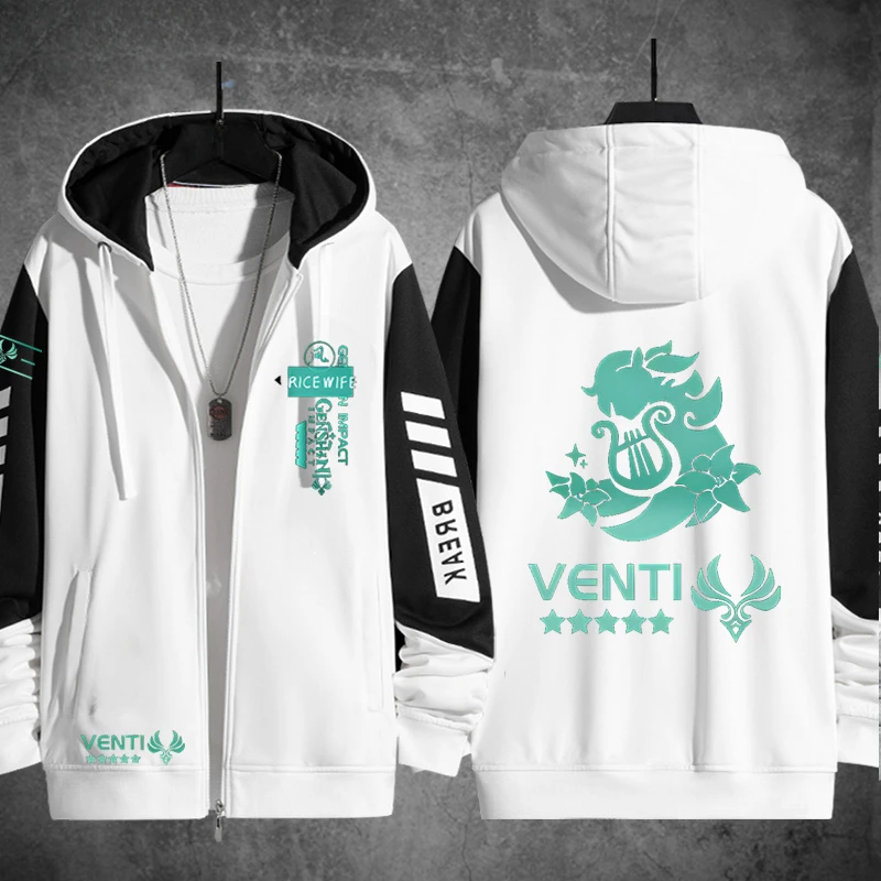 

Anime Genshin Impact Venti 3D Print Zip Up Hoodie Women Men Harajuku Sweatshirt Streetwear Hip Hop Zipper Hooded Jacket