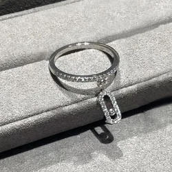 Unique Luxury 925 Sterling Silver Single Diamond Sliding Women's Diamond Pendant Ring Exquisite Women's Gift.