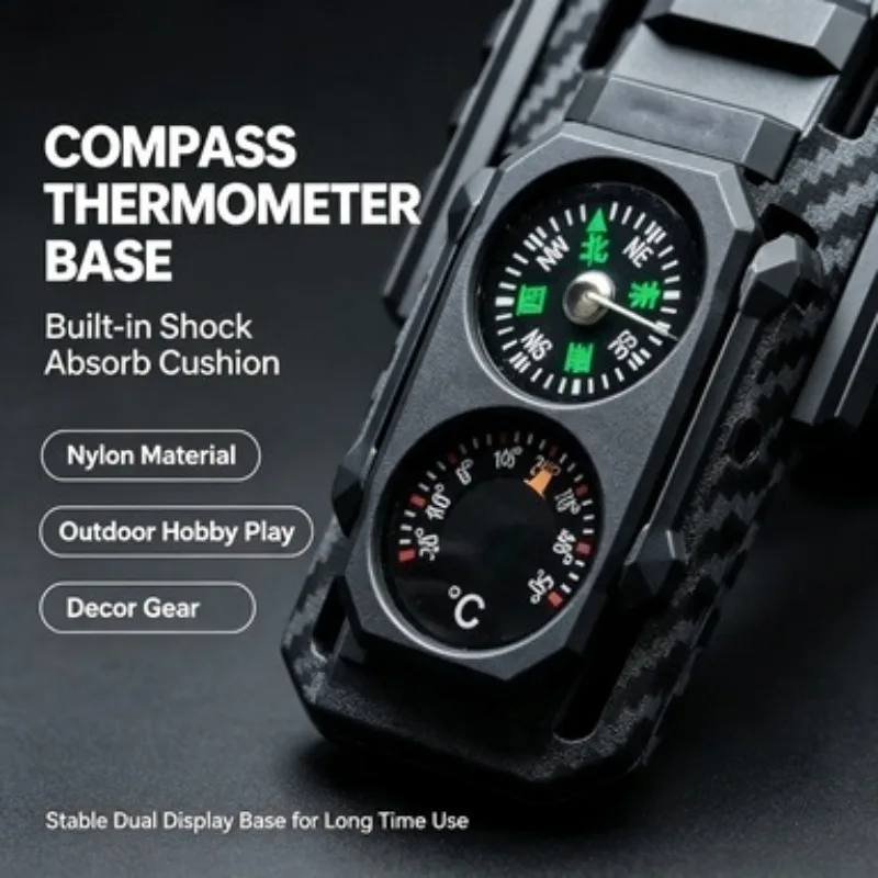 Indoor Outdoor Dual Use Hobby Play Decor Gear Long Gun Simulation Model Nylon Compass Thermometer Ornament Base