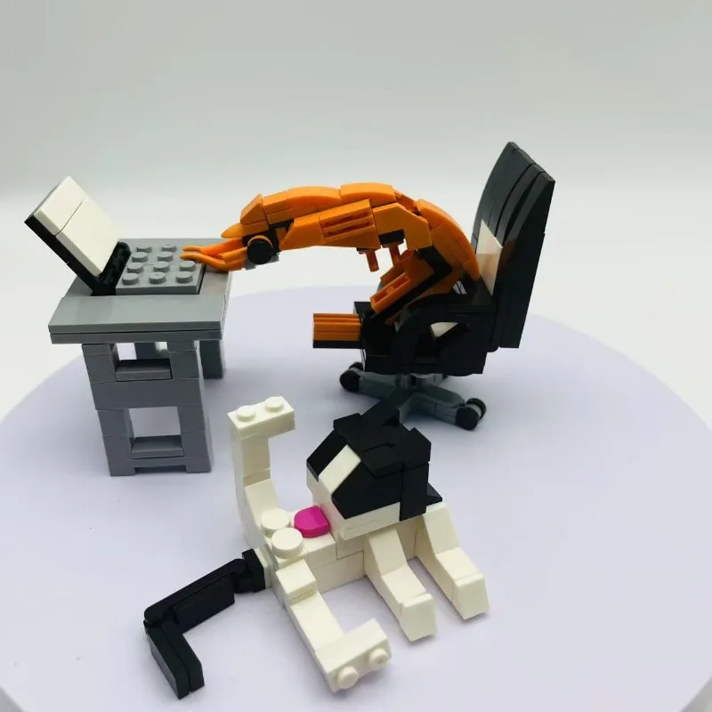 208PCS ตลกกุ้งและแมวชุด-MOC สัตว์สําหรับวัยรุ่นและผู้ใหญ่,Creative DIY Desk Decor ของขวัญท่องเที่ยว