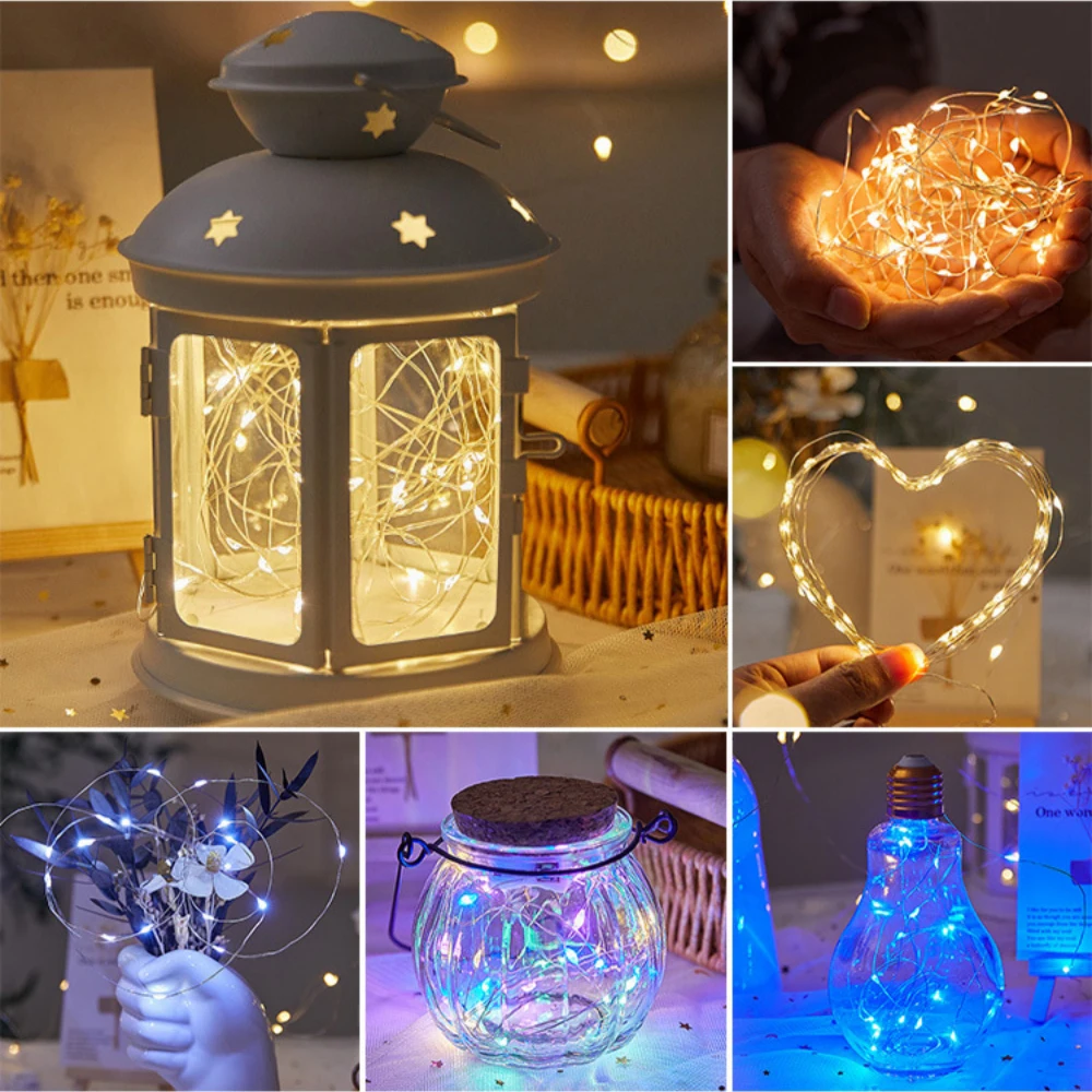 3 فولت LED الجنية سلسلة أضواء في الهواء الطلق حديقة AA بطارية تعمل بالطاقة 9 ألوان الأسلاك النحاسية LED أضواء لحفل زفاف زينة عيد الميلاد