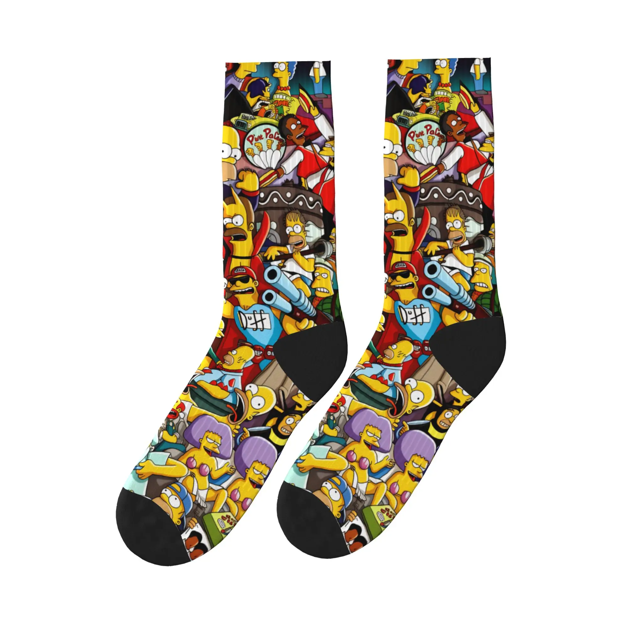 

S-Simpsons Family Fun Moments Stockings Printed Harajuku Socks Autumn Non-Slip Socks Men Climbing Medium Soft Socks