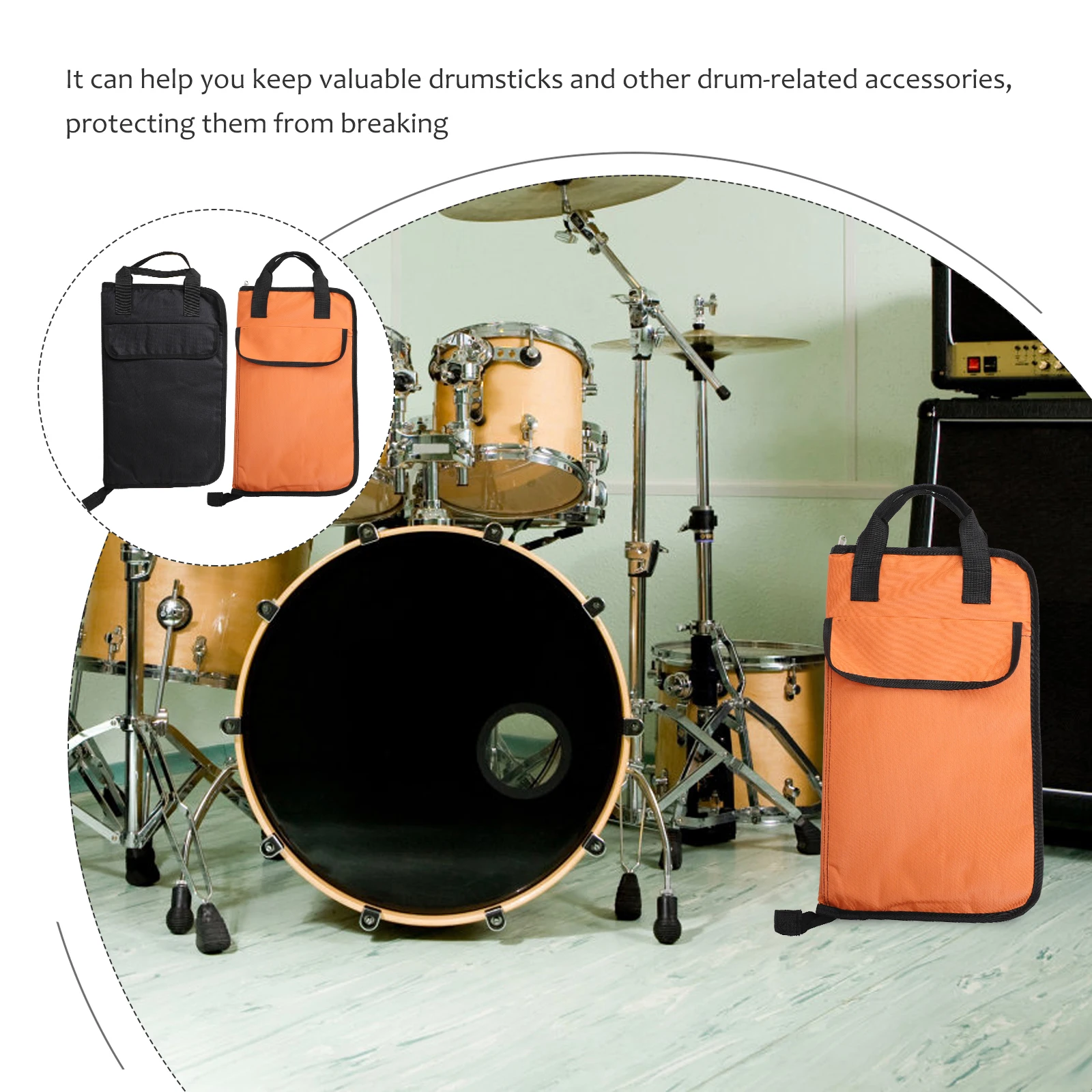

2Pcs Drumstick Bag Oxford Fabric Waterproof Portable Case with Adjustable Straps Holder Storage for Drum Kit