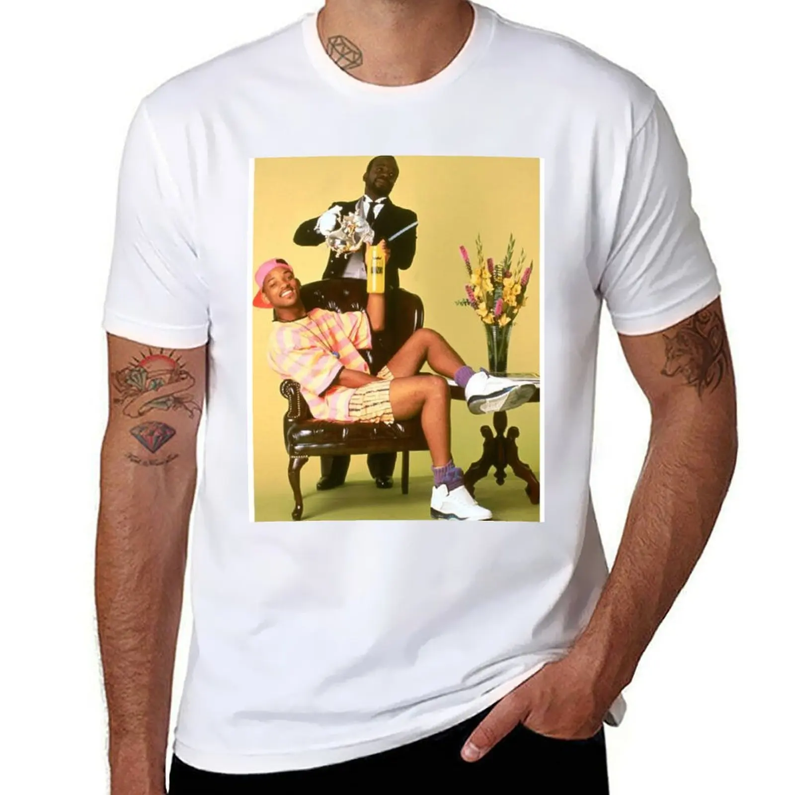Príncipe de bel air camiseta masculina 100% algodão marca de luxo t camisas para homem algodão engraçado masculino gráfico t camisas camiseta