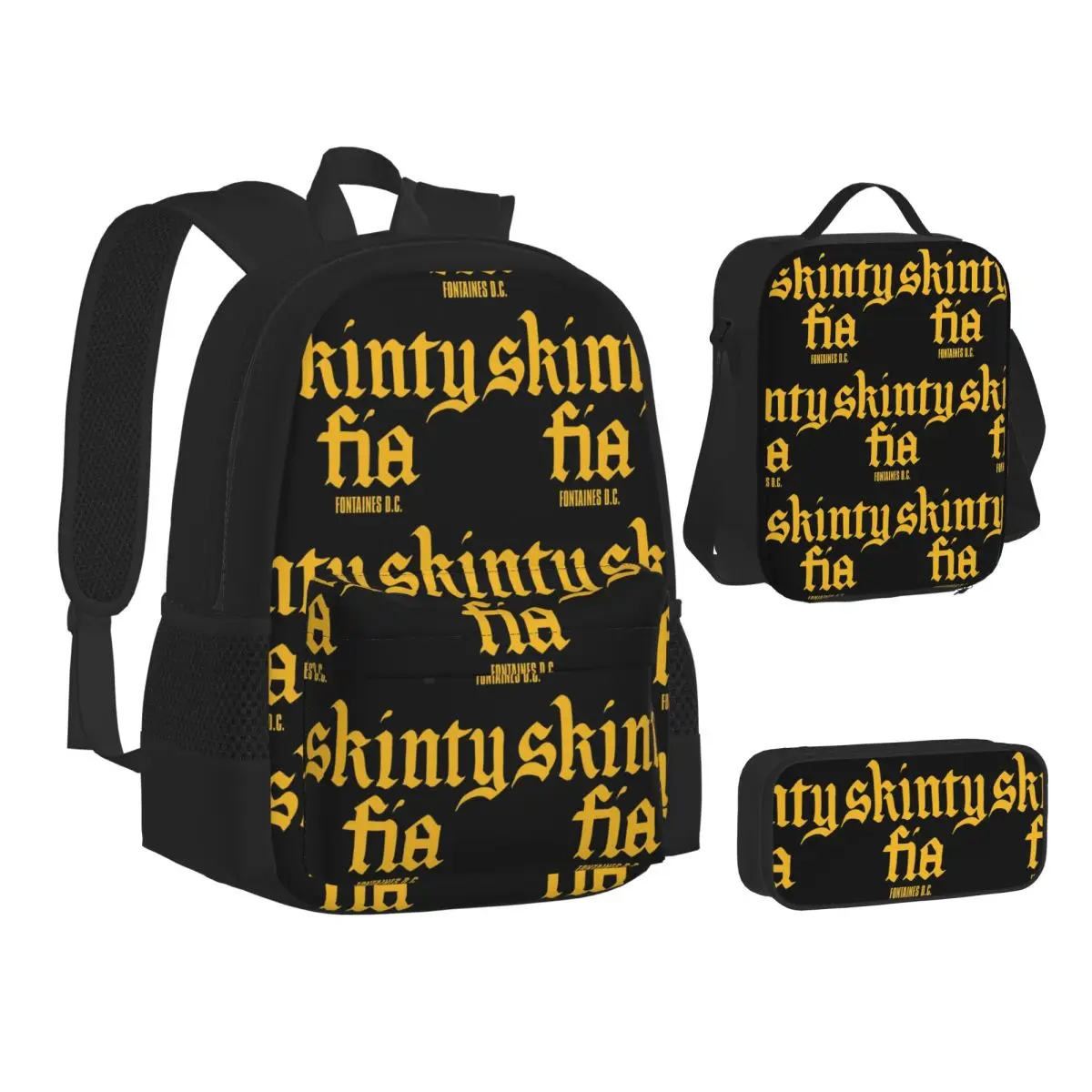 Fontaines DC Merch Skinty Fia Backpacks Boys Girls Bookbag School Bags Kids Rucksack Lunch Bag Pen Bag Three-Piece Set