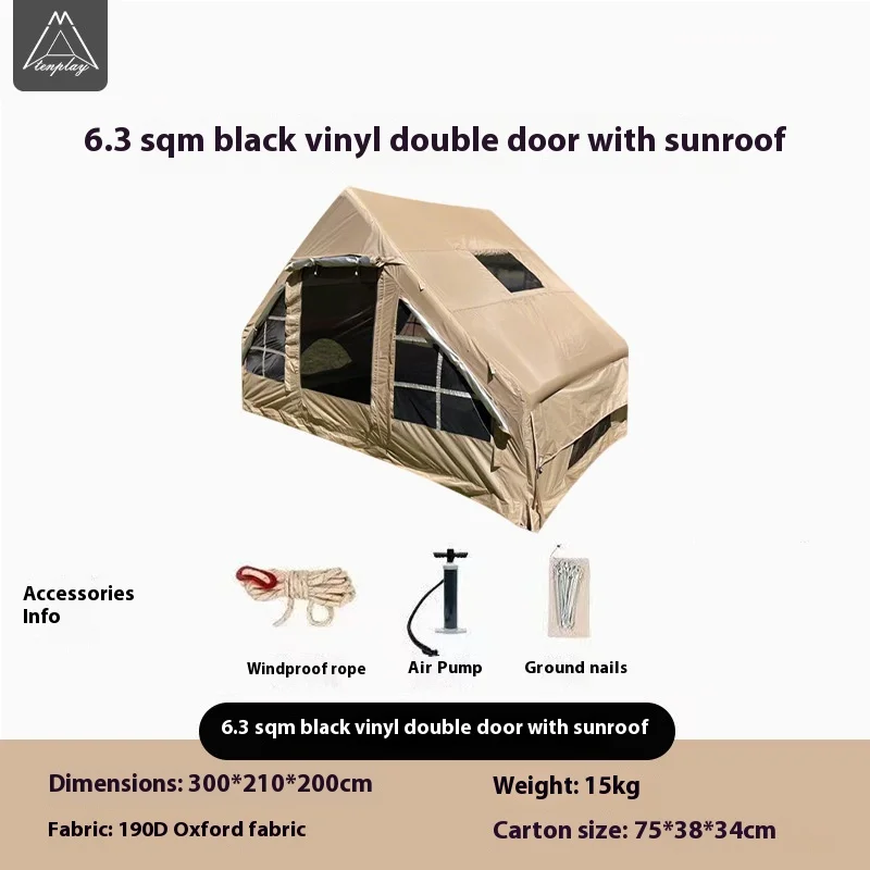 Outdoor Camping Inflatable Tent 6 Flat Portable Waterproof Oxford Fabric Four-season Two Bedrooms One Living