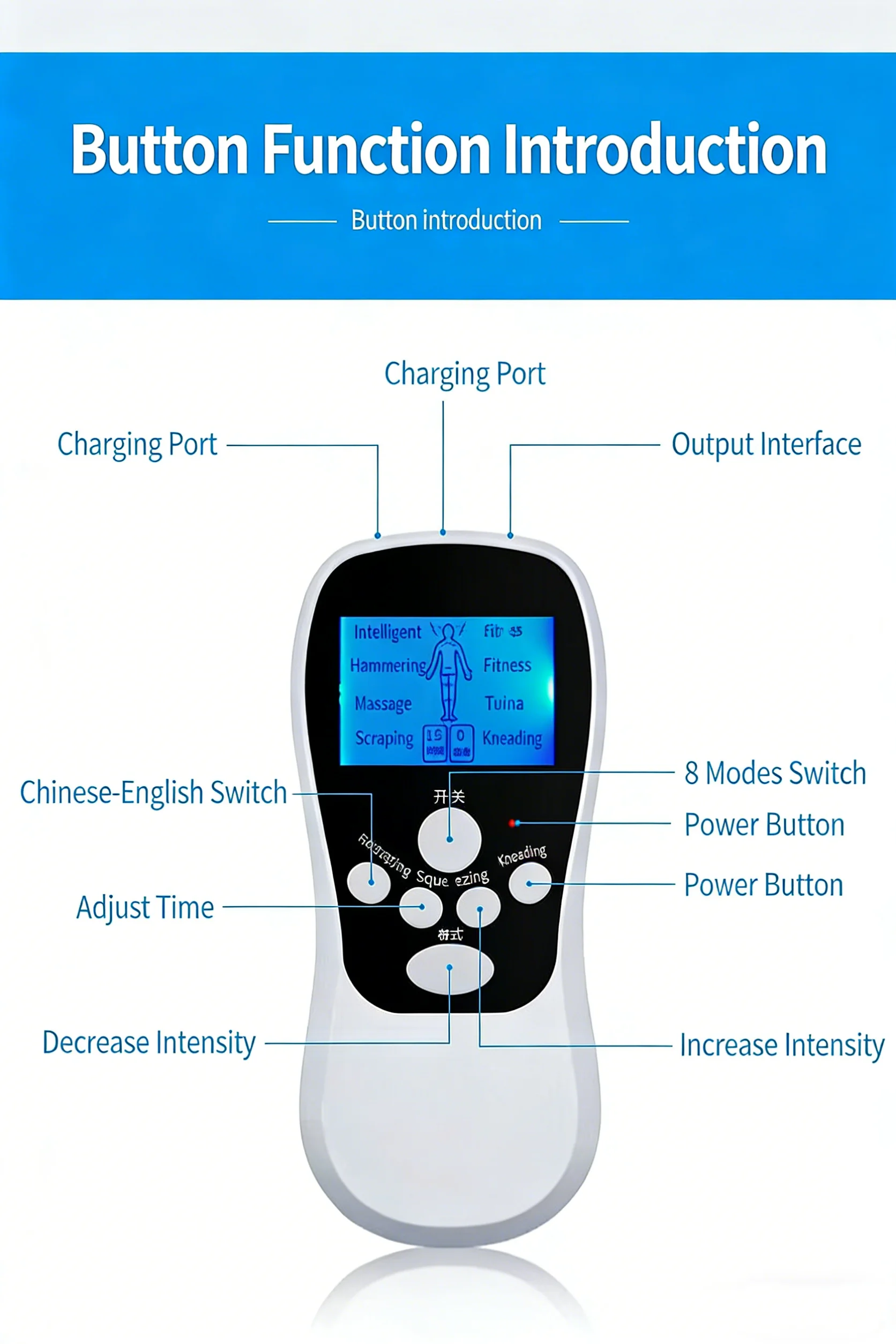 Muscle Stimulator is used to relieve muscle pain, rechargeable acupuncture and moxibustion massage machine