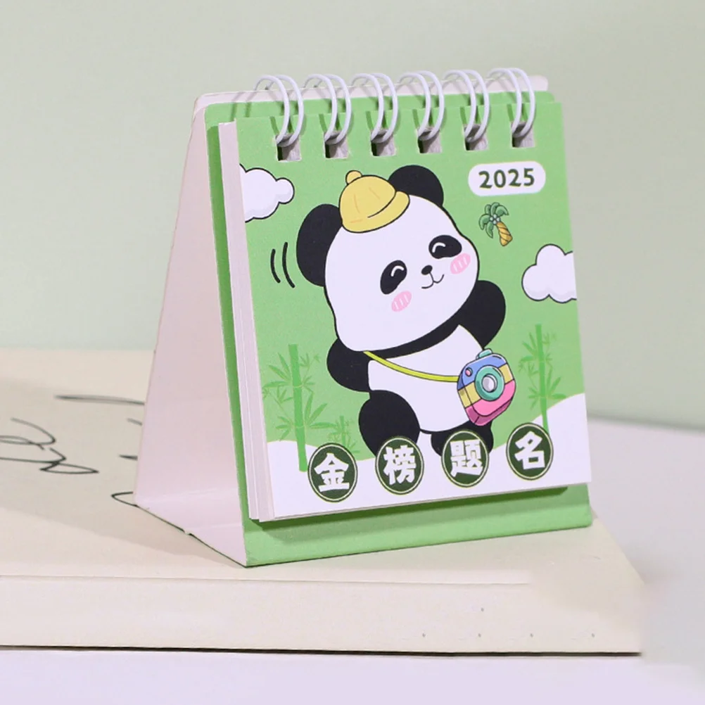 

4Pcs 2025 Desk Calendar Panda Theme Cute Standing Flip Calendar Mini Desktop Organizer Small Daily Planner Home Office Decor