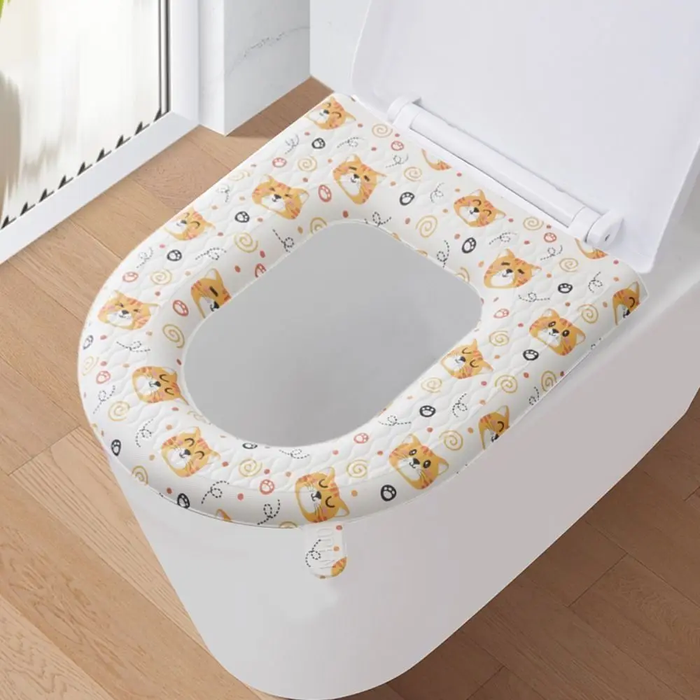 Washable Toilet Seat Cover Mat Waterproof Closestool Mat Seat Case O-shape Toilet Lid Pad Bidet Cover Bathroom Accessories