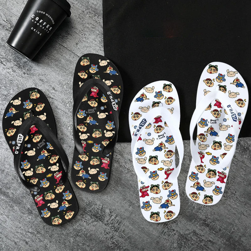 Crayon Shin-Chan Kawaii Anime Flip-Flop Cute Cartoon Daily Home Anti Slip Fashion Couple Student Sandy Slippers Gifts for Girls