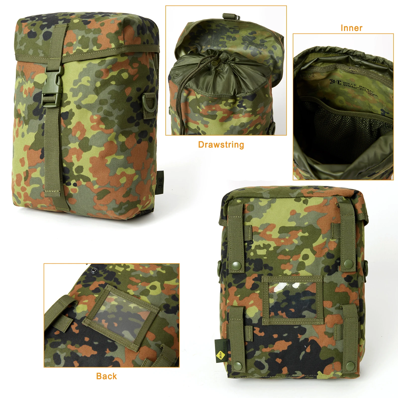 Akmax Militare MOLLE 2 Zaino medio Zaino da assalto tattico militare da 50 litri con telaio esterno Flecktarn