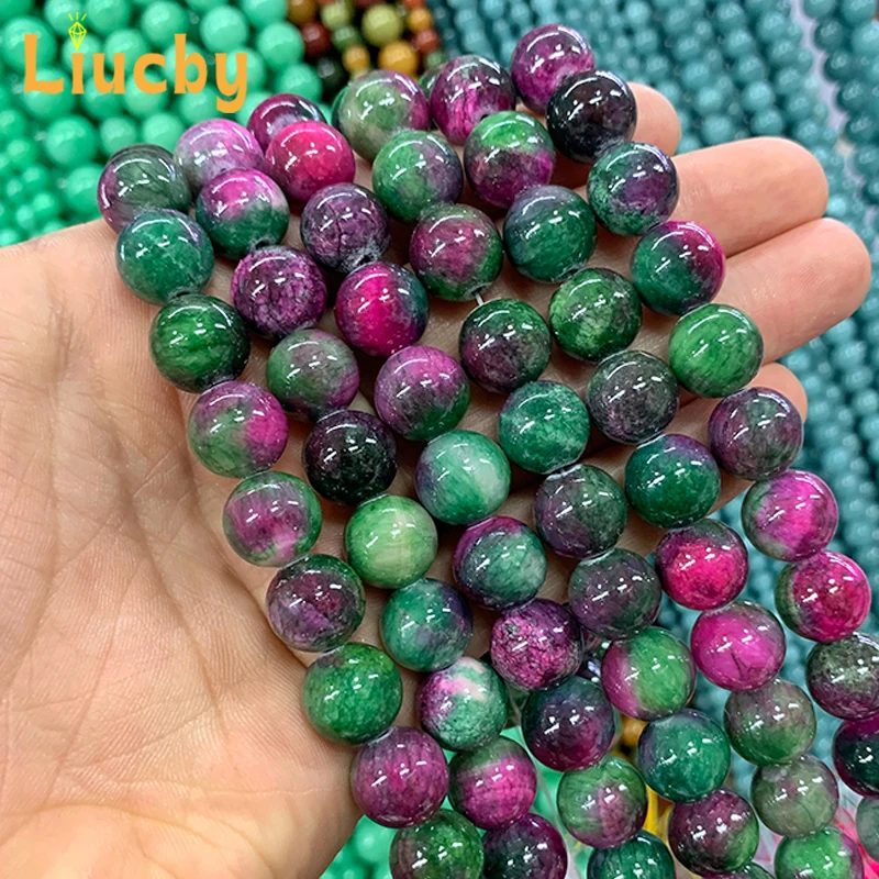 Persian Jades Purple Tourmaline Natural Stone Smooth Beads DIY Earrings Bracelets For Jewelry Making 15'' Wholesales 6/8/10/12mm