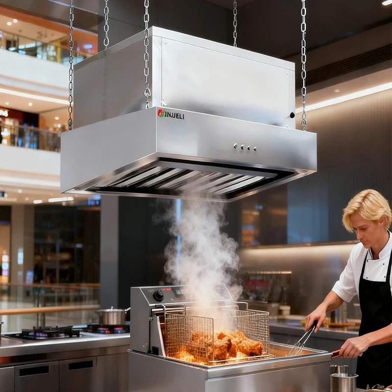Commercial Stainless Steel Ventless Hood Ductless Range Hood System Kitchen High Efficiency Extraction Smoke Filter for Hotel