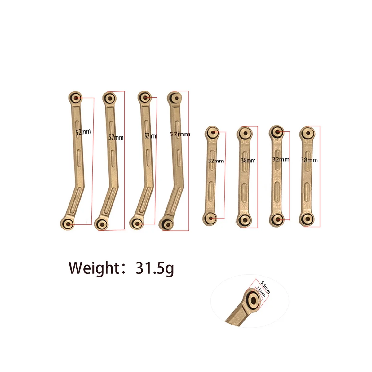 8Pcs Brass High Clearance Chassis Link Set Link Rod Linkage for Axial AX24 1/24 RC Crawler Car Upgrade Parts